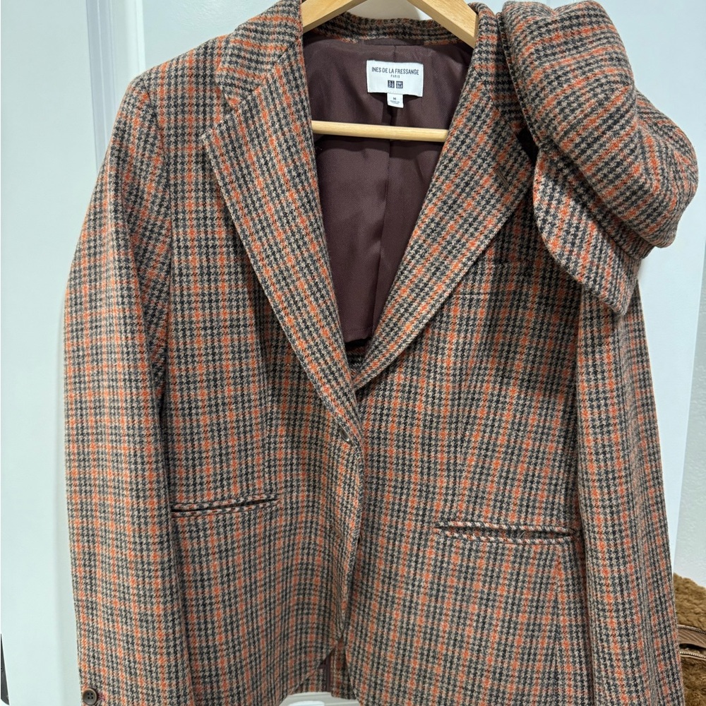 Uniqlo Plaid Blazer with hat - Brown and Orange